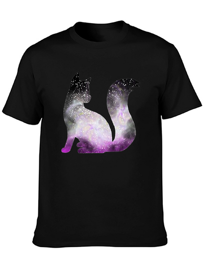 Galaxy Cat Graphic Tee - Trendy Black T-Shirt