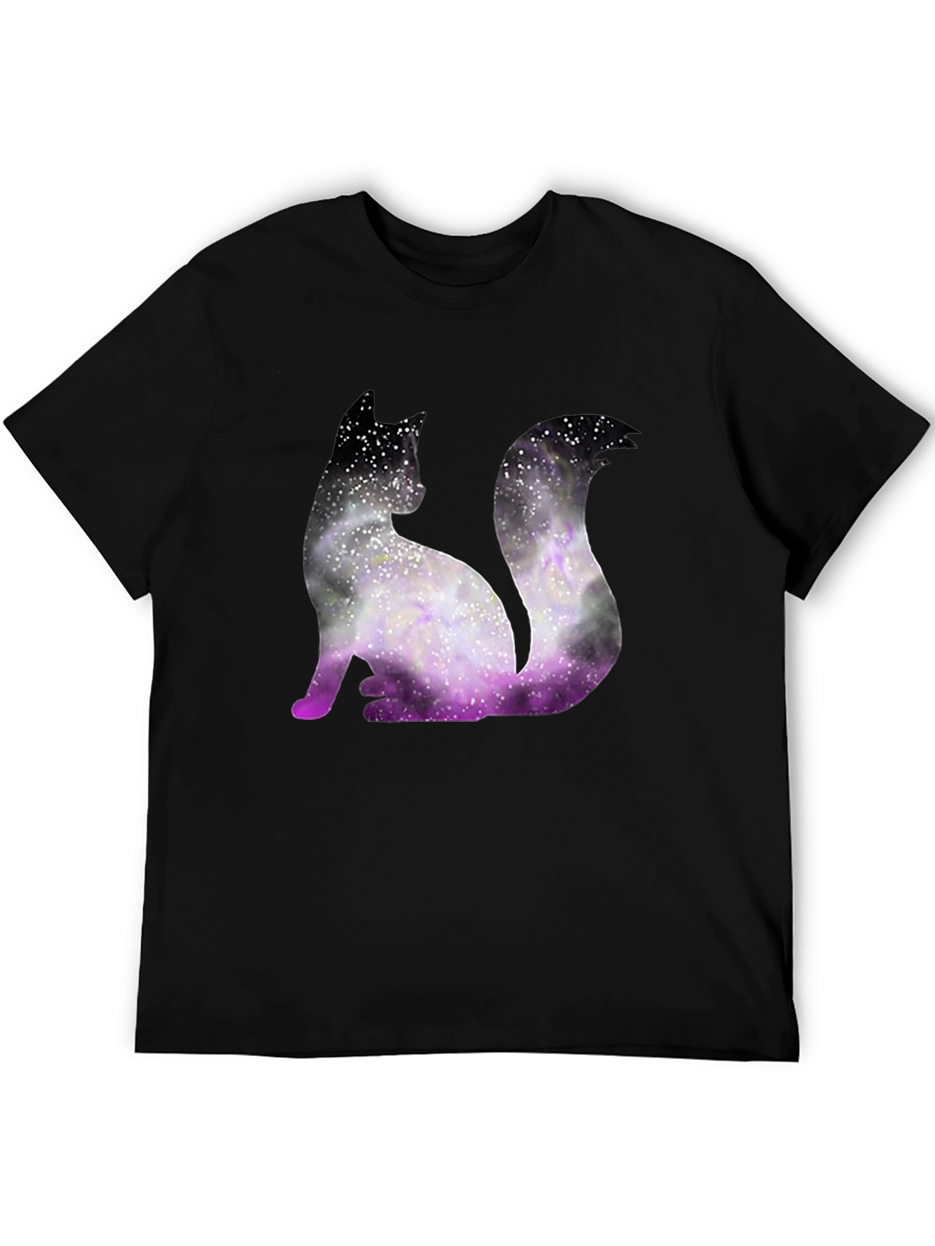Galaxy Cat Graphic Tee - Trendy Black T-Shirt