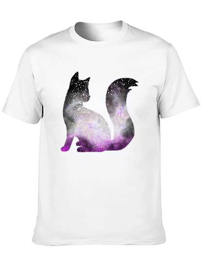 Galaxy Cat Graphic Tee - Trendy Black T-Shirt