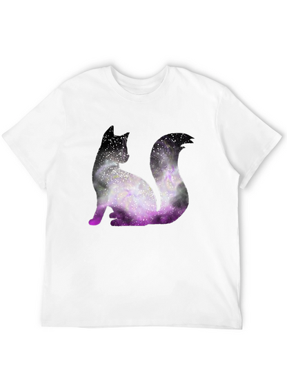 Galaxy Cat Graphic Tee - Trendy Black T-Shirt