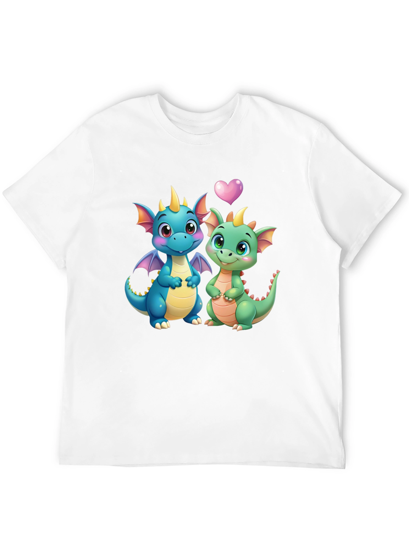 Cute Dragon Couple Graphic Tee - Black