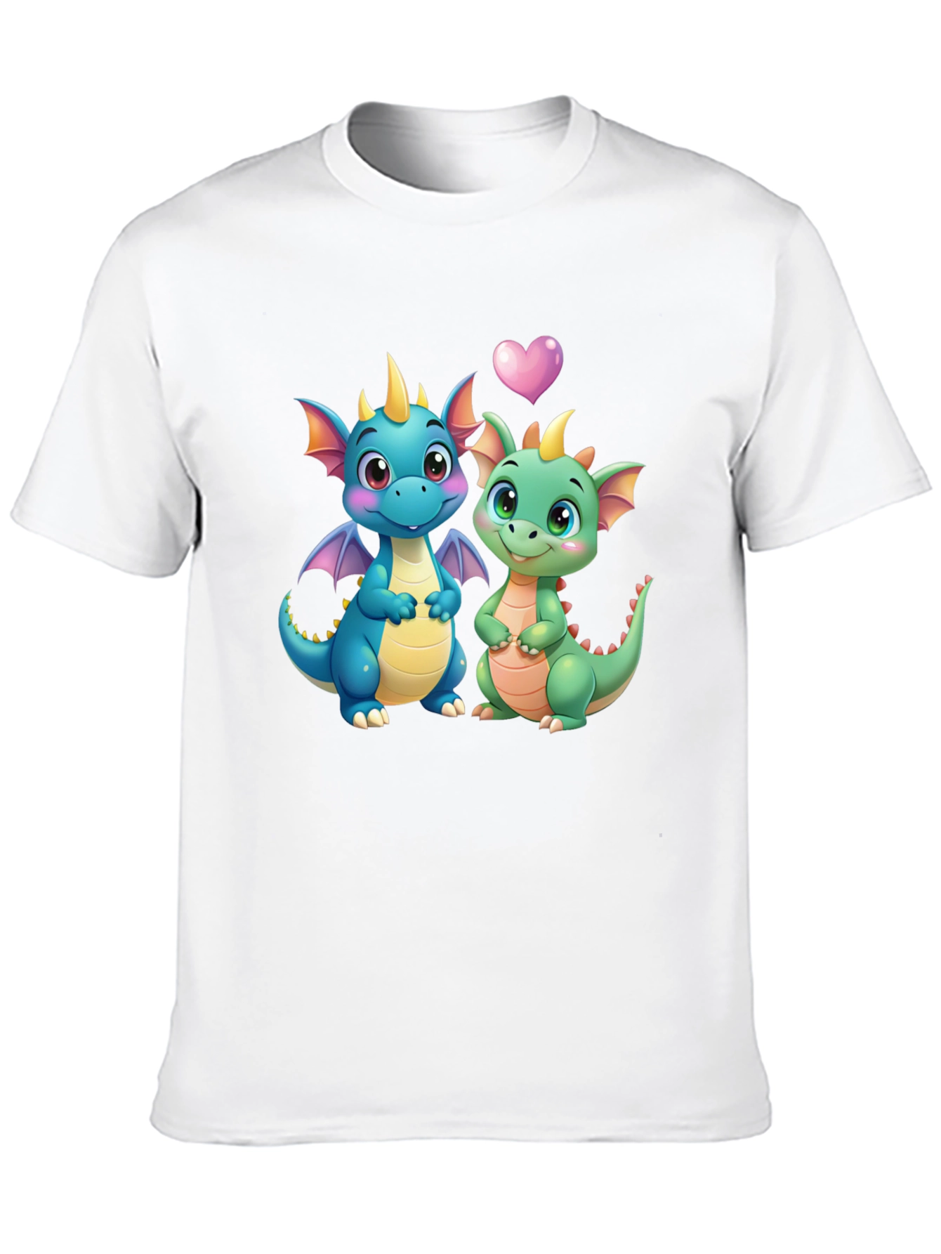 Cute Dragon Couple Graphic Tee - Black