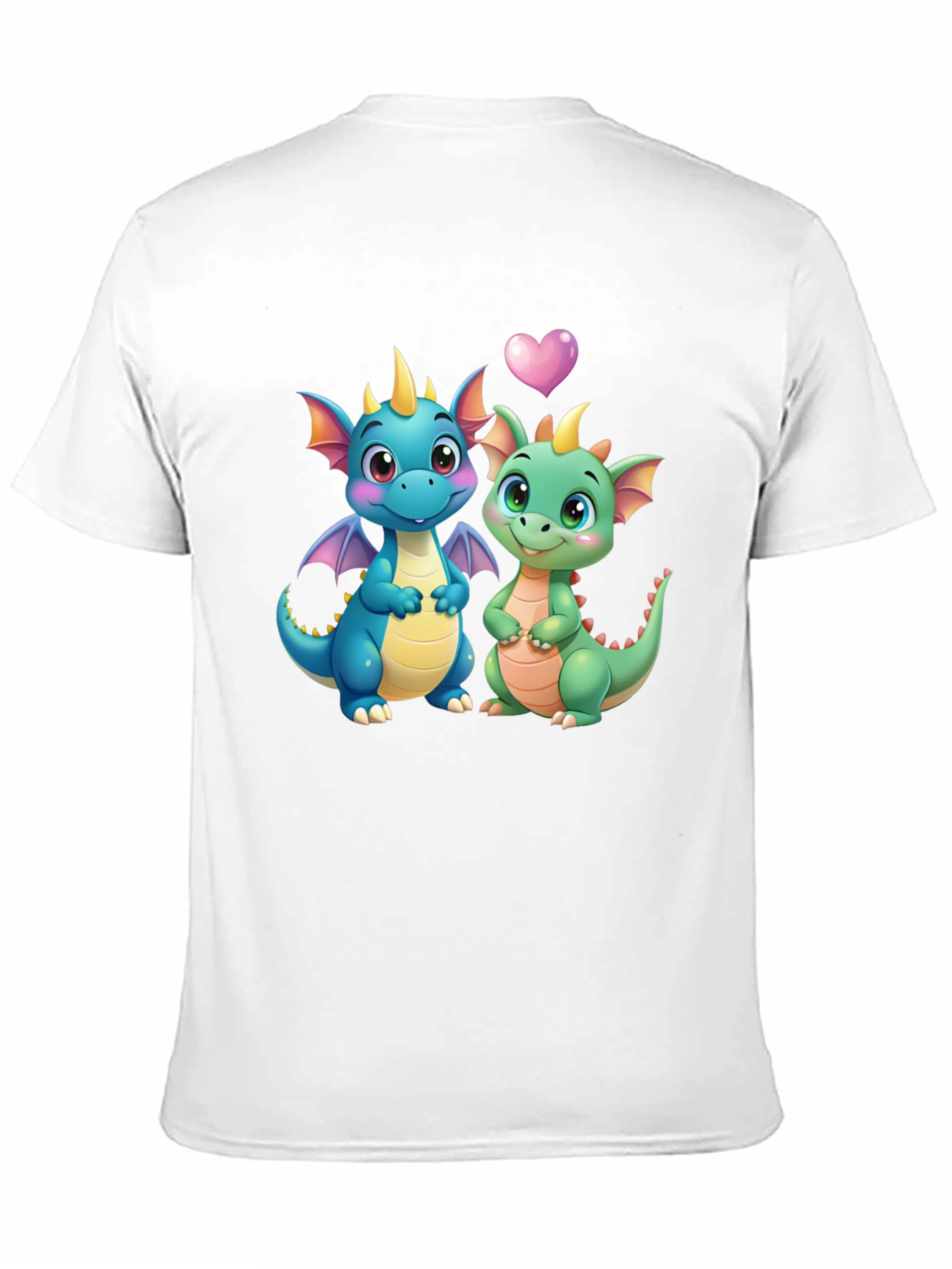 Cute Dragon Couple Graphic Tee - Black