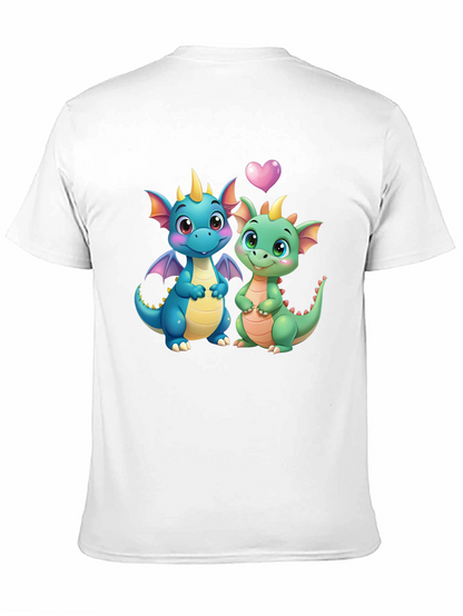 Cute Dragon Couple Graphic Tee - Black