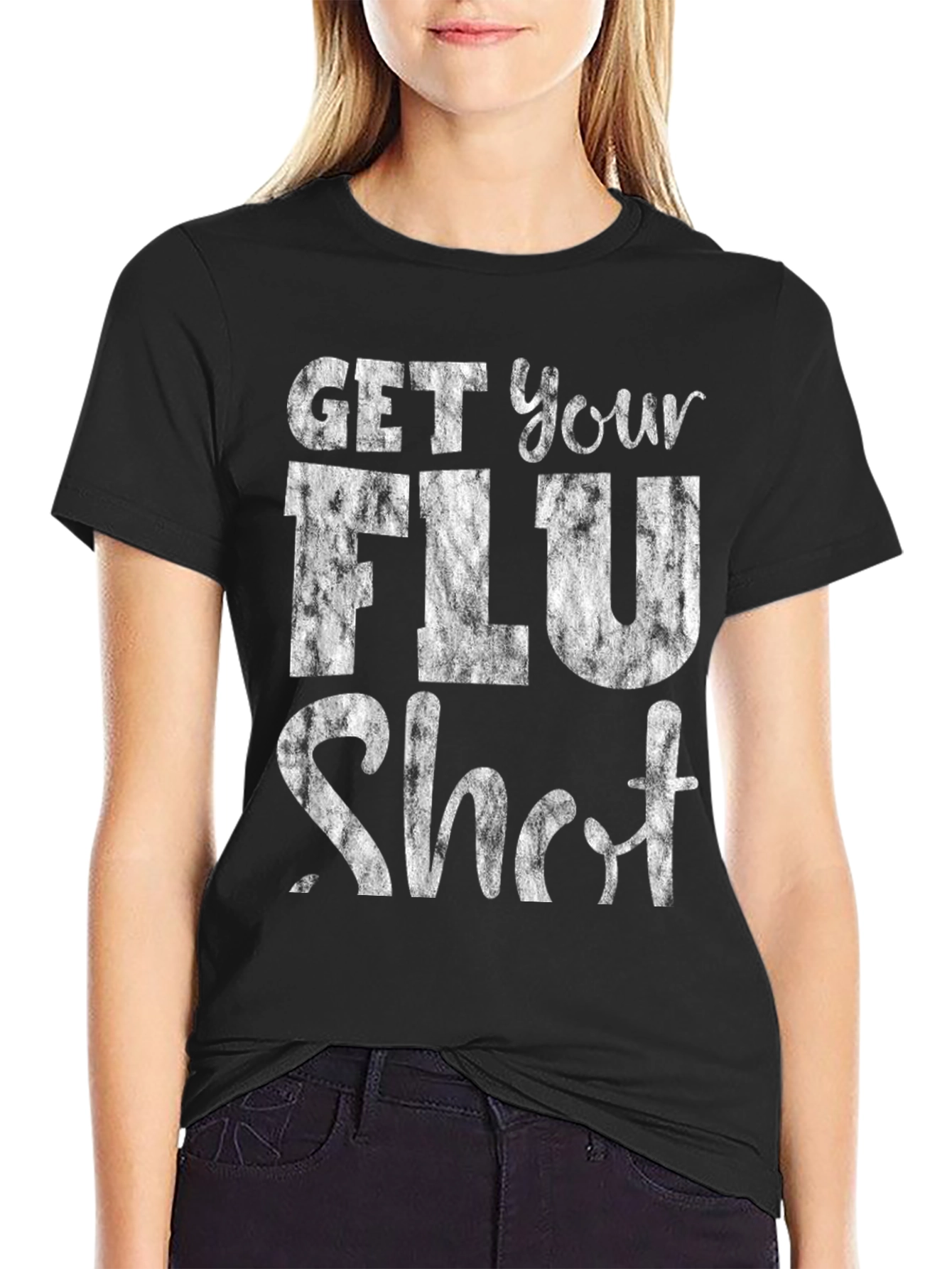 Get Your Flu Shot T-Shirt - Black Graphic Tee