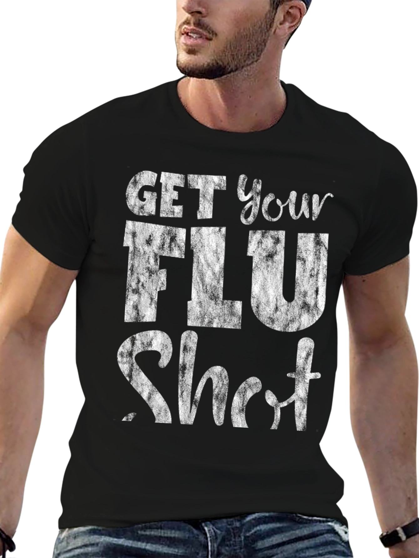 Get Your Flu Shot T-Shirt - Black Graphic Tee
