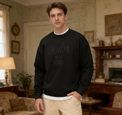 Playful "Show Me Your Kitties" Minimalist Sweater