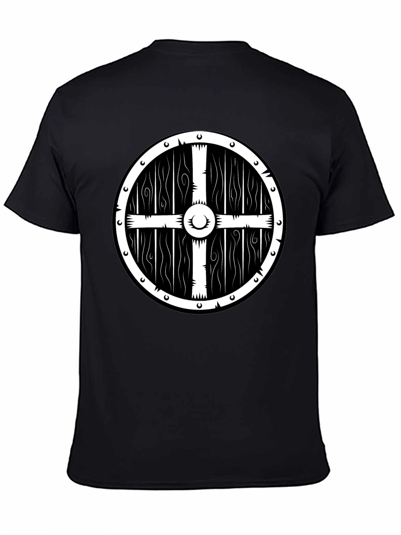 Viking Shield Graphic Tee - Black Cotton T-Shirt