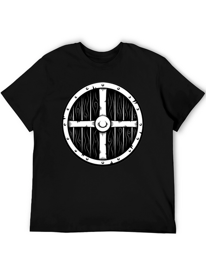 Viking Shield Graphic Tee - Black Cotton T-Shirt