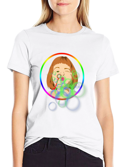 Bubble Girl Graphic Tee - Black Cotton Shirt
