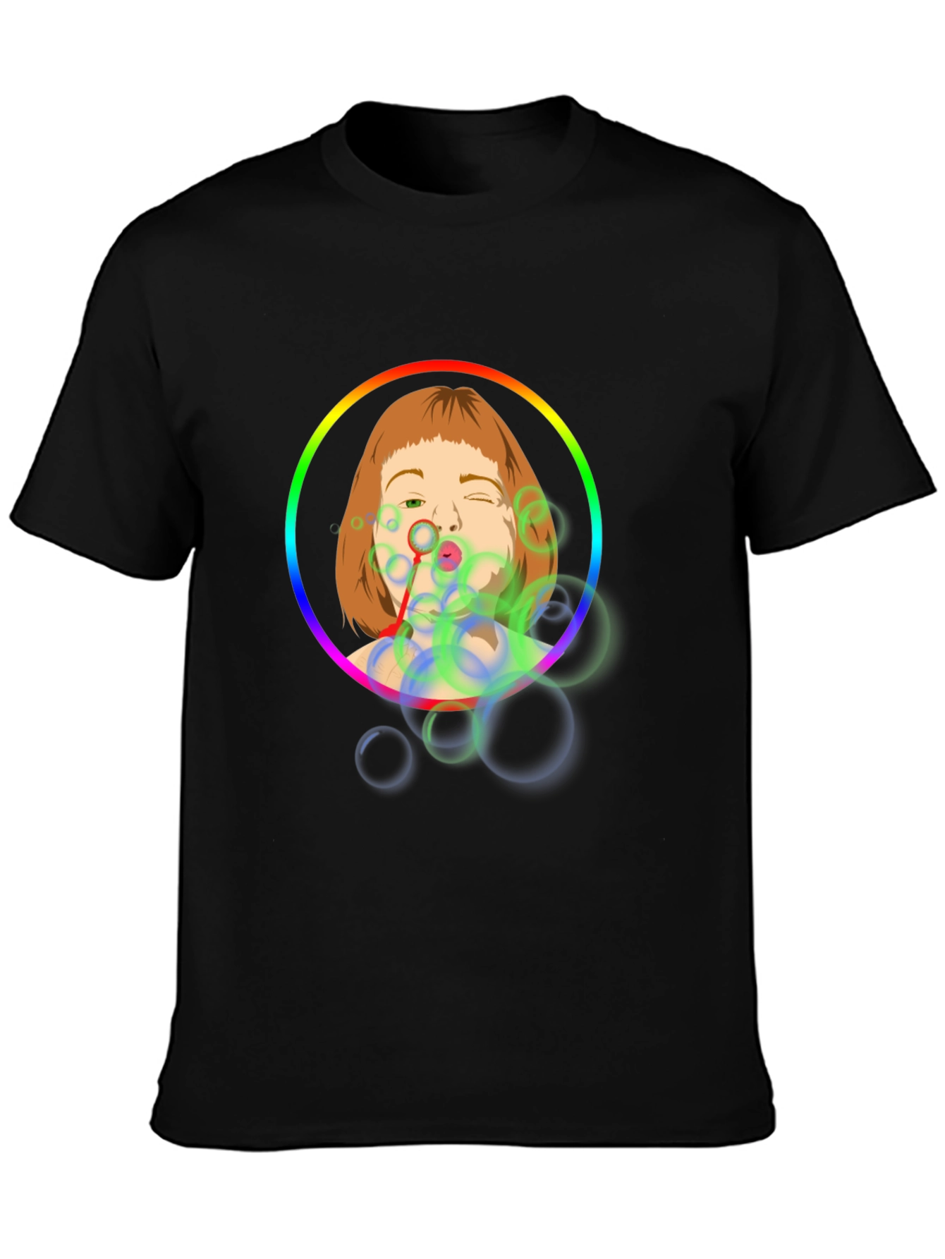Bubble Girl Graphic Tee - Black Cotton Shirt