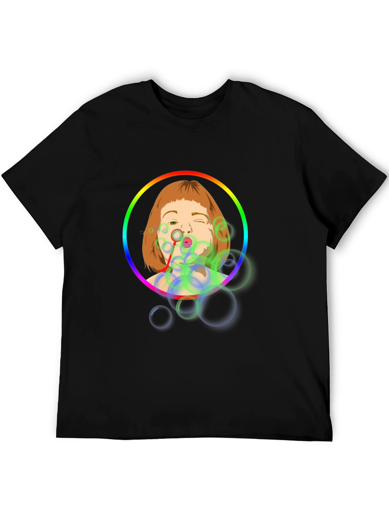 Bubble Girl Graphic Tee - Black Cotton Shirt