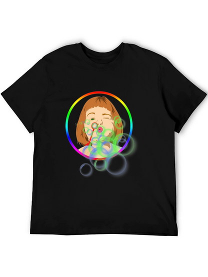 Bubble Girl Graphic Tee - Black Cotton Shirt