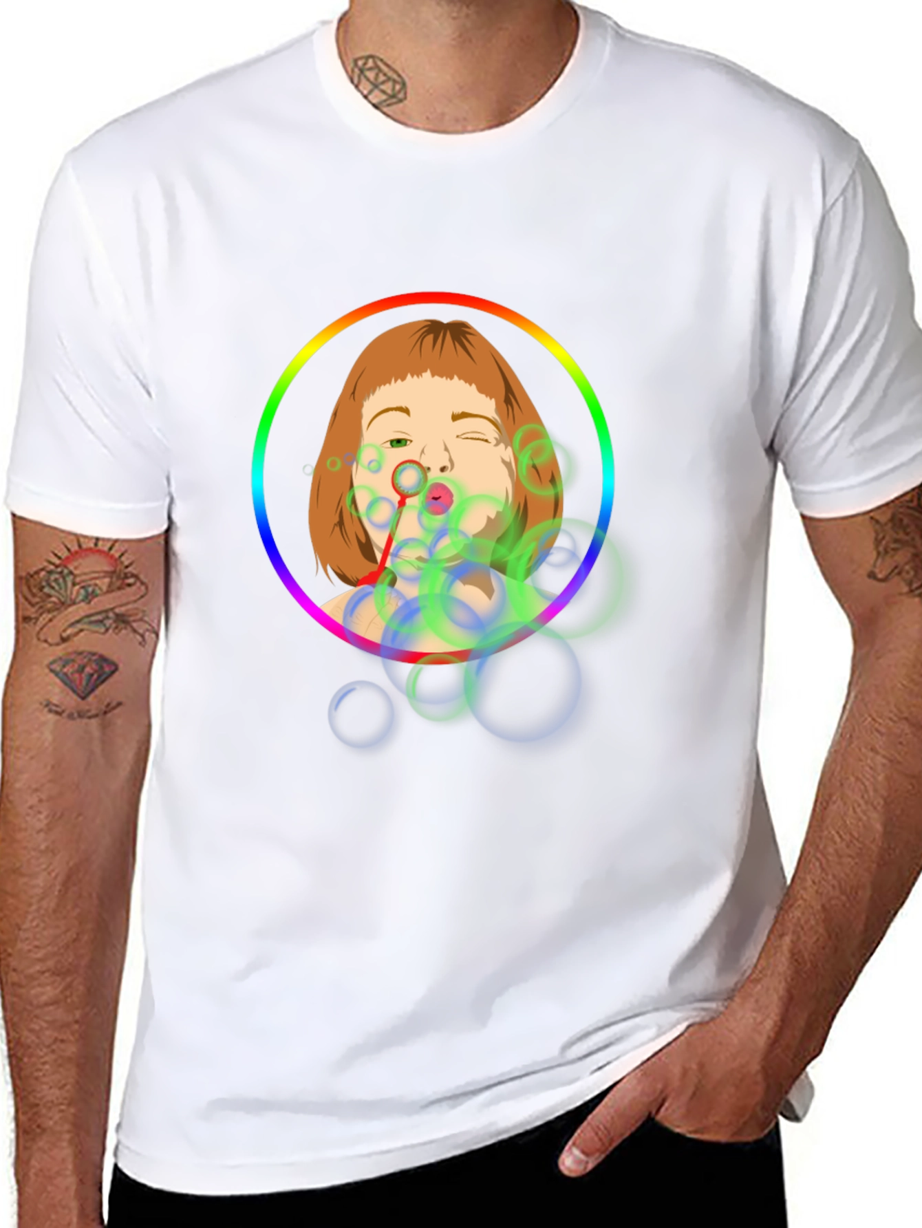 Bubble Girl Graphic Tee - Black Cotton Shirt