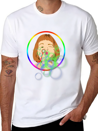Bubble Girl Graphic Tee - Black Cotton Shirt