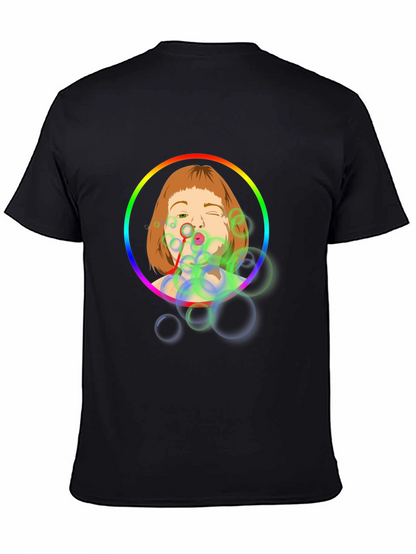 Bubble Girl Graphic Tee - Black Cotton Shirt