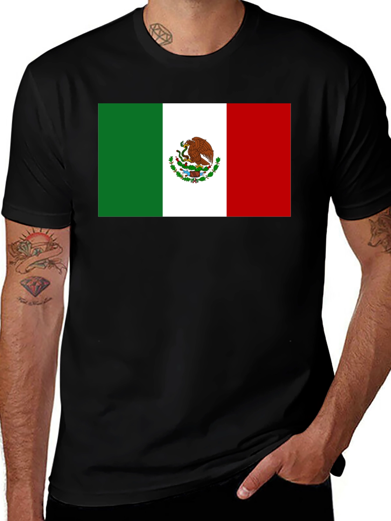 Mexican Flag T-Shirt - Black Cotton Tee