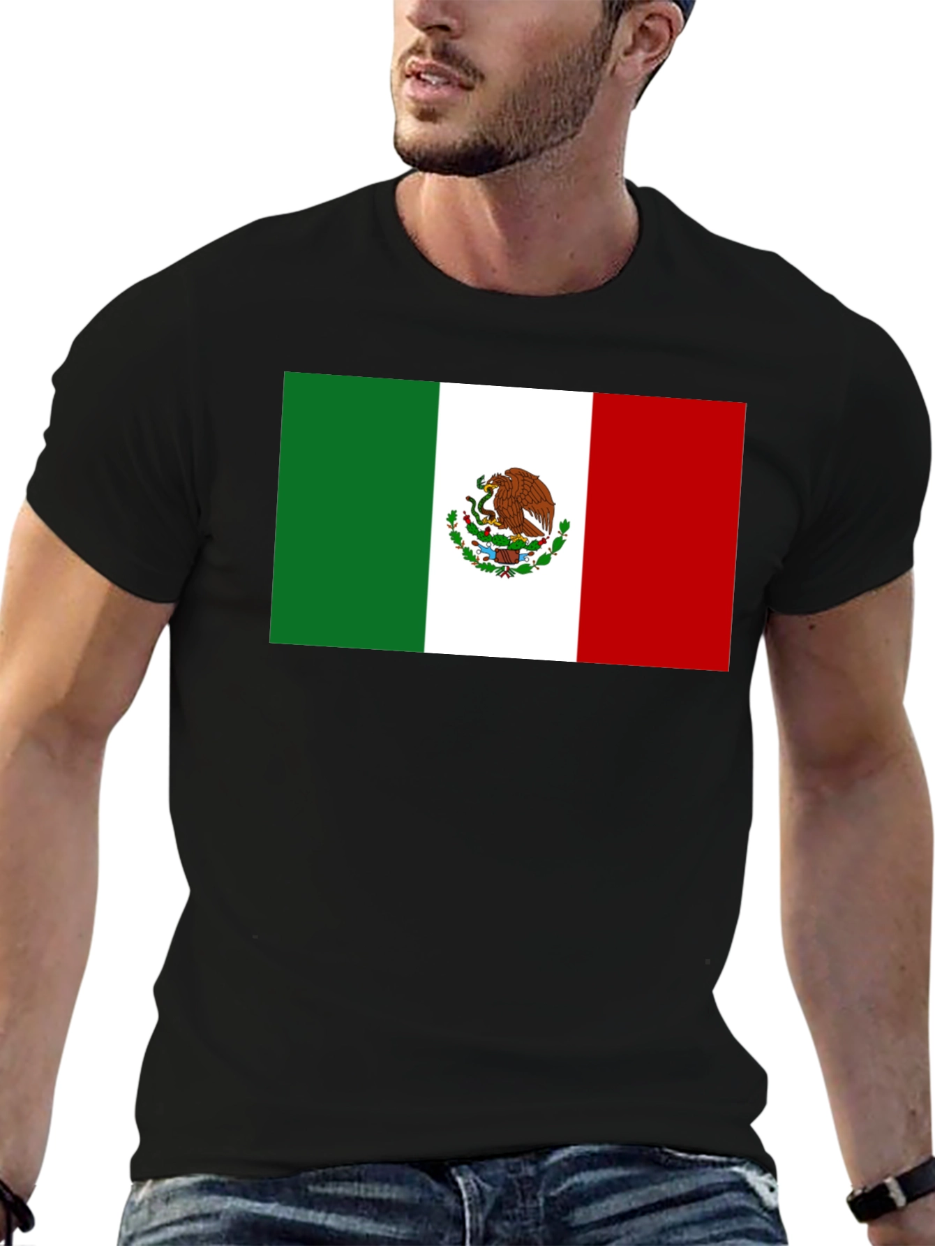 Mexican Flag T-Shirt - Black Cotton Tee