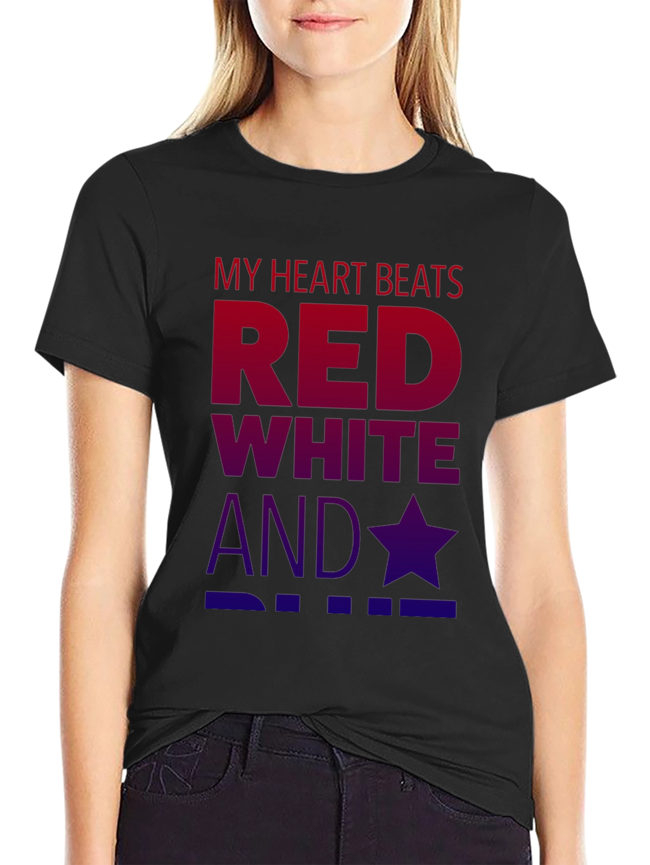 Patriotic T-Shirt: Red White and Star Graphic Tee