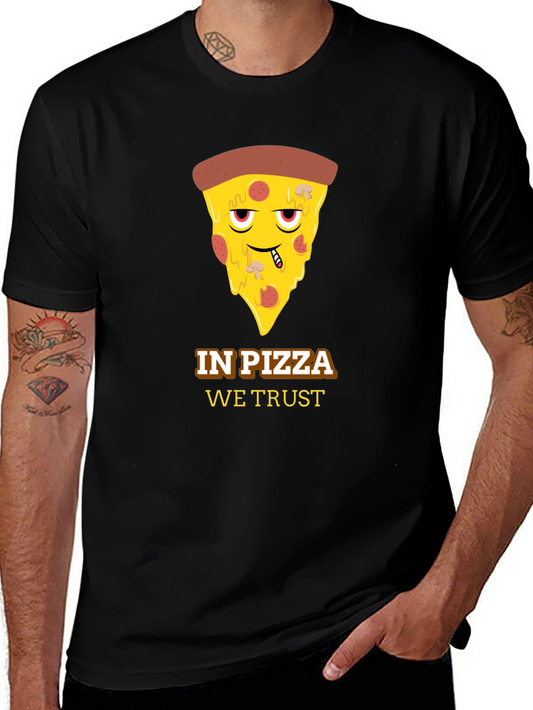 In Pizza We Trust Black Graphic Tee