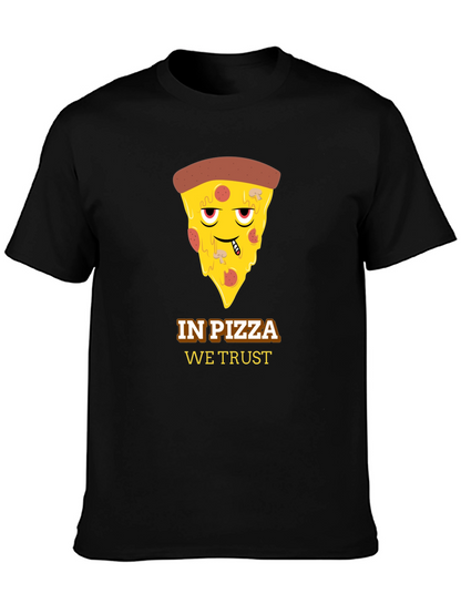 In Pizza We Trust Black Graphic Tee
