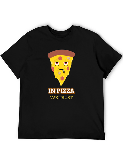 In Pizza We Trust Black Graphic Tee