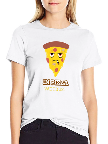 In Pizza We Trust Black Graphic Tee