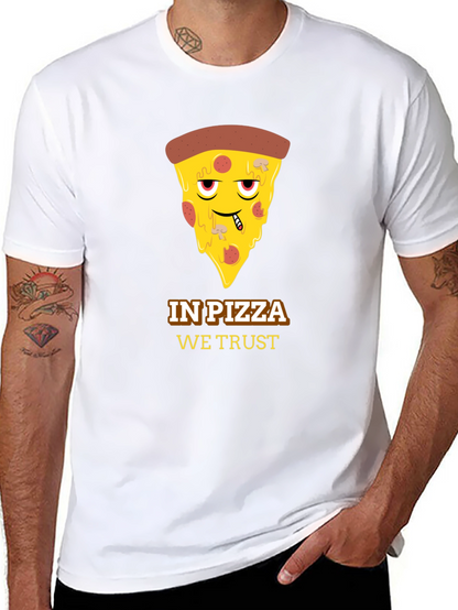 In Pizza We Trust Black Graphic Tee