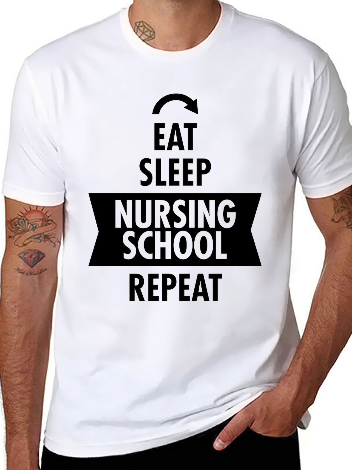 Eat Sleep Nursing School Repeat Graphic Tee