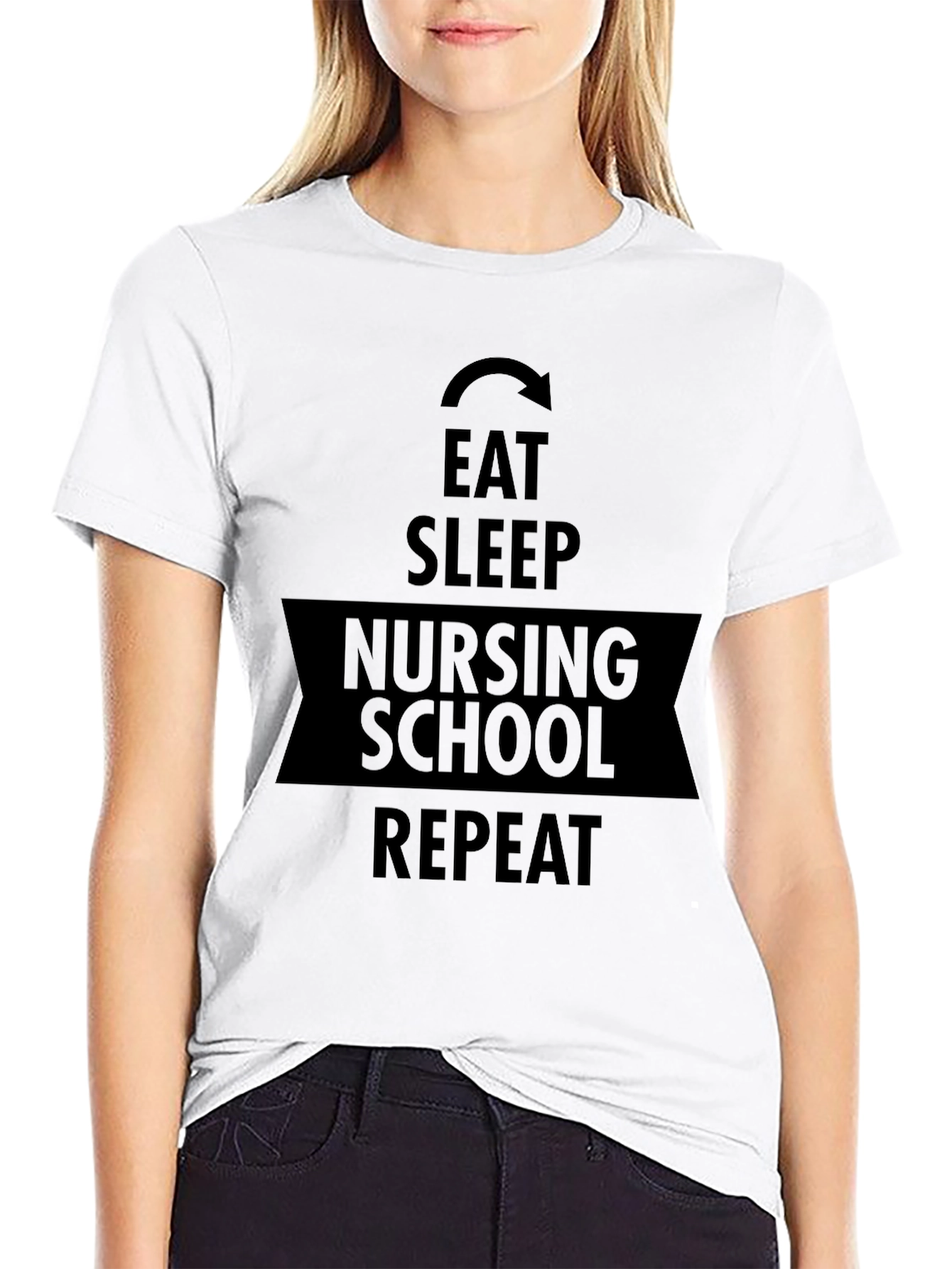 Eat Sleep Nursing School Repeat Graphic Tee