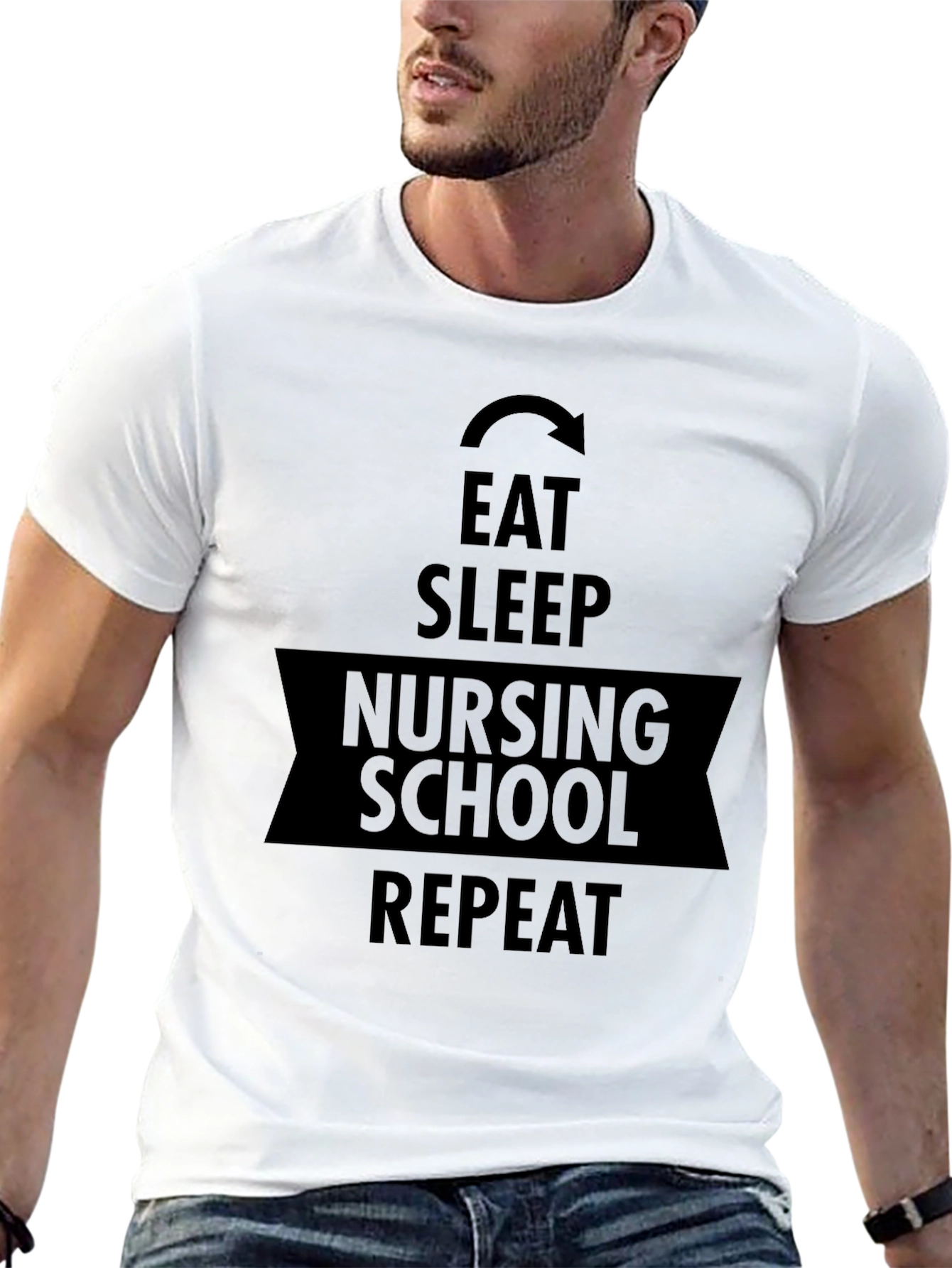 Eat Sleep Nursing School Repeat Graphic Tee