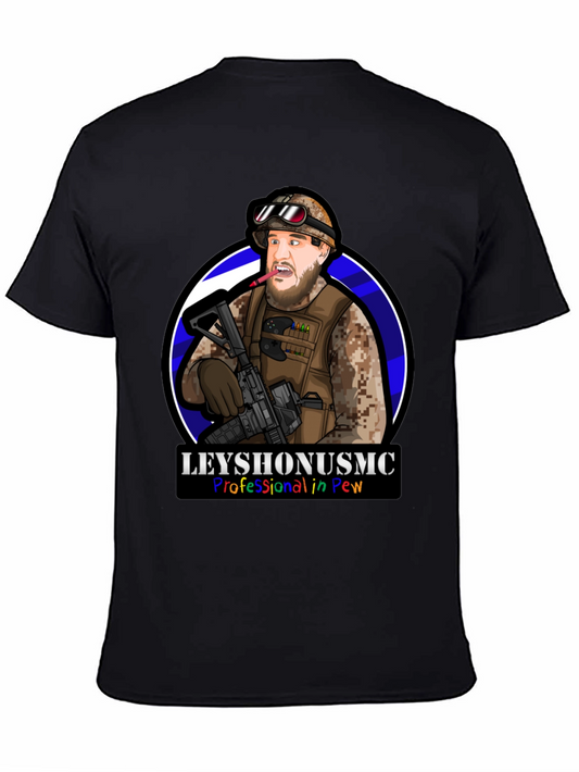 LeyshOnUSMC Pro in Pew T-Shirt - Military Cartoon