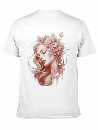 Floral Woman Graphic Black T-Shirt