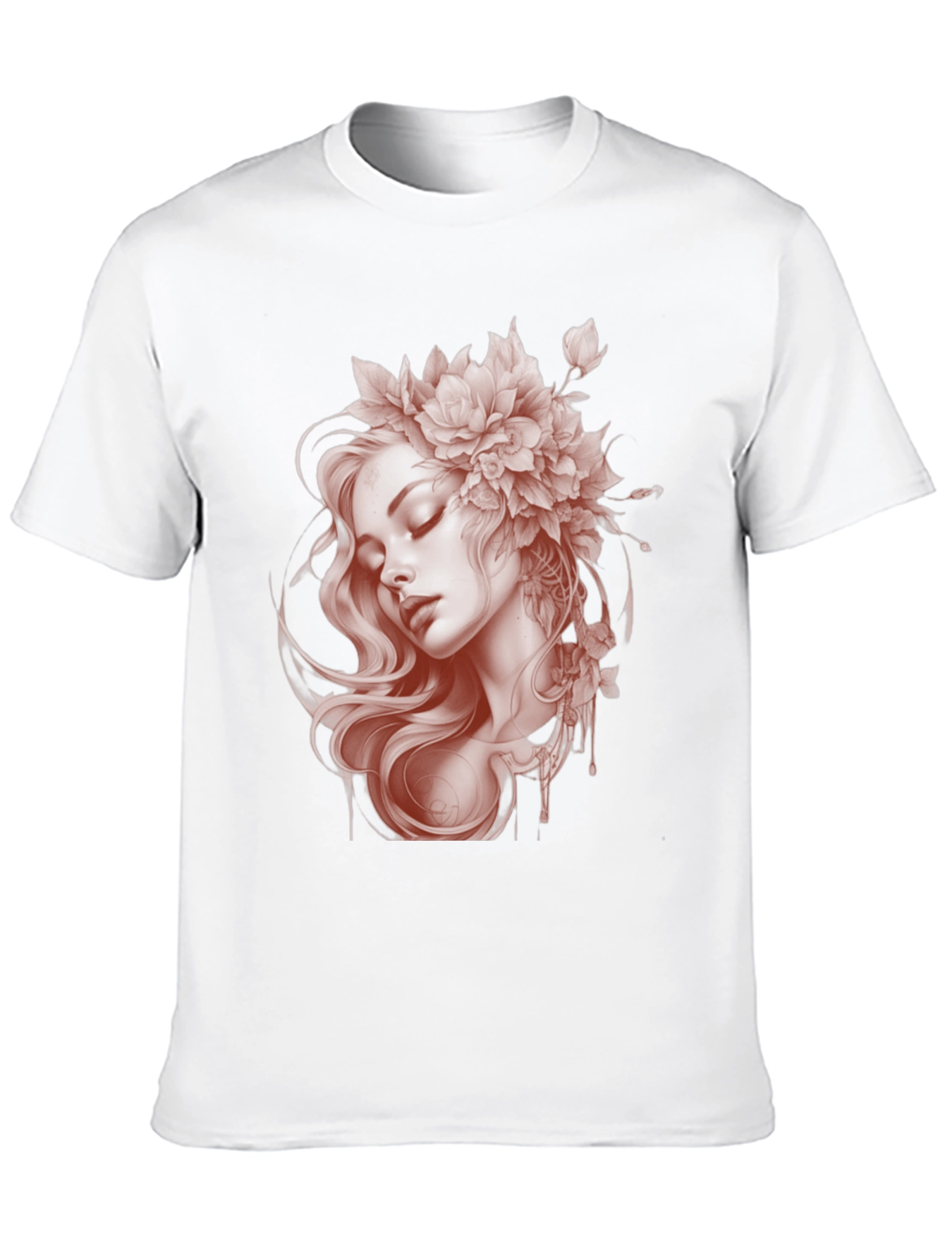 Floral Woman Graphic Black T-Shirt