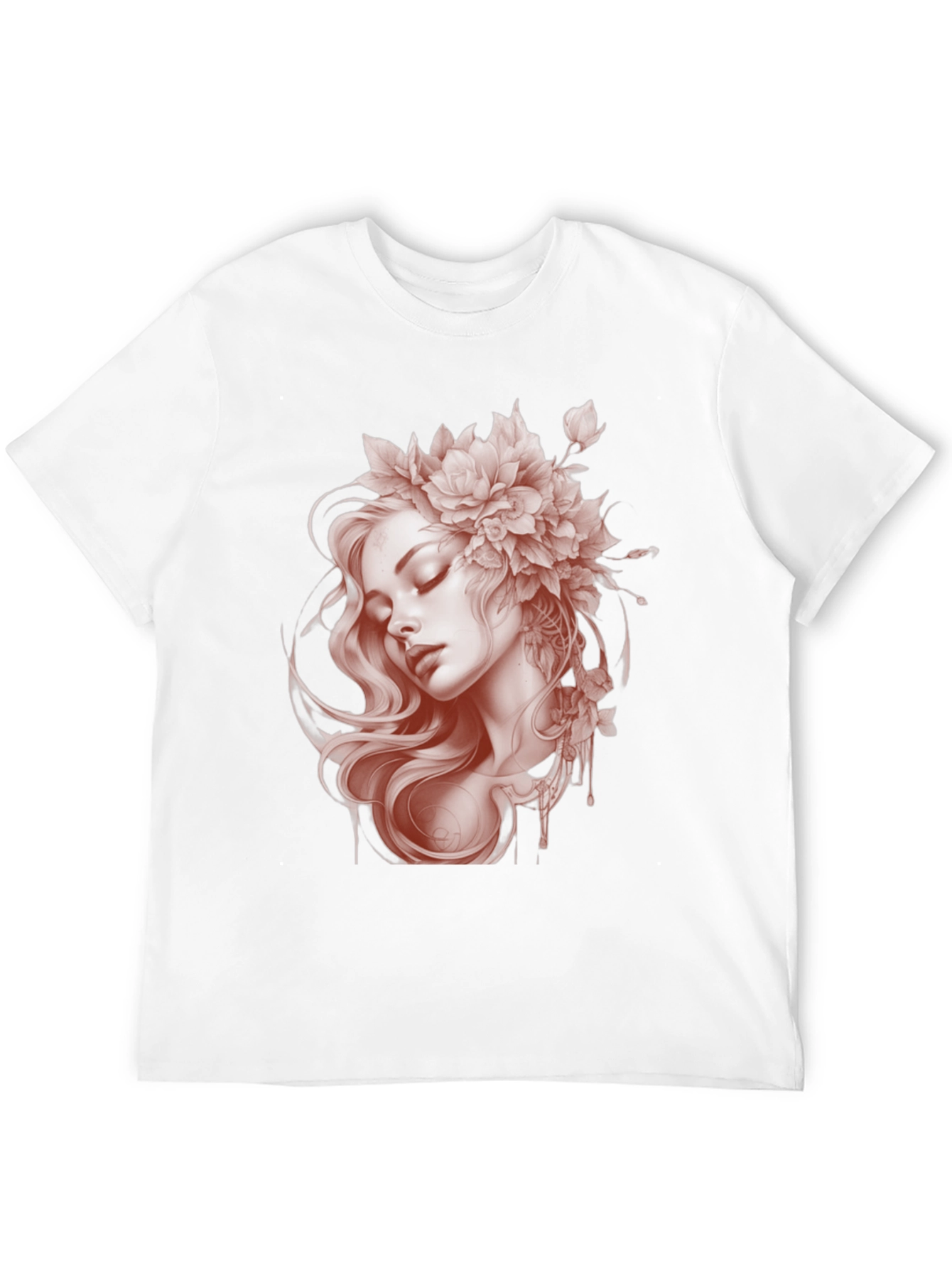 Floral Woman Graphic Black T-Shirt