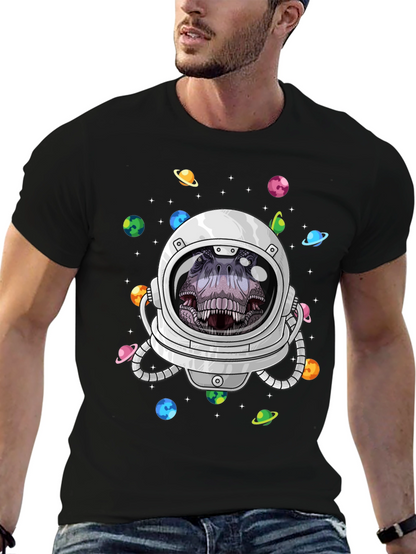 Dino Astronaut Graphic Tee - Space T-Rex T-Shirt