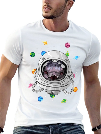 Dino Astronaut Graphic Tee - Space T-Rex T-Shirt