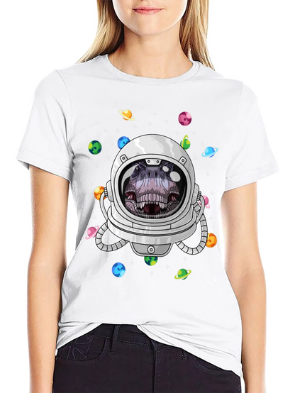 Dino Astronaut Graphic Tee - Space T-Rex T-Shirt