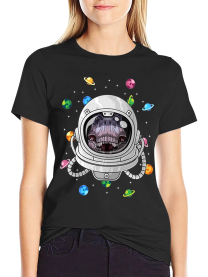 Dino Astronaut Graphic Tee - Space T-Rex T-Shirt