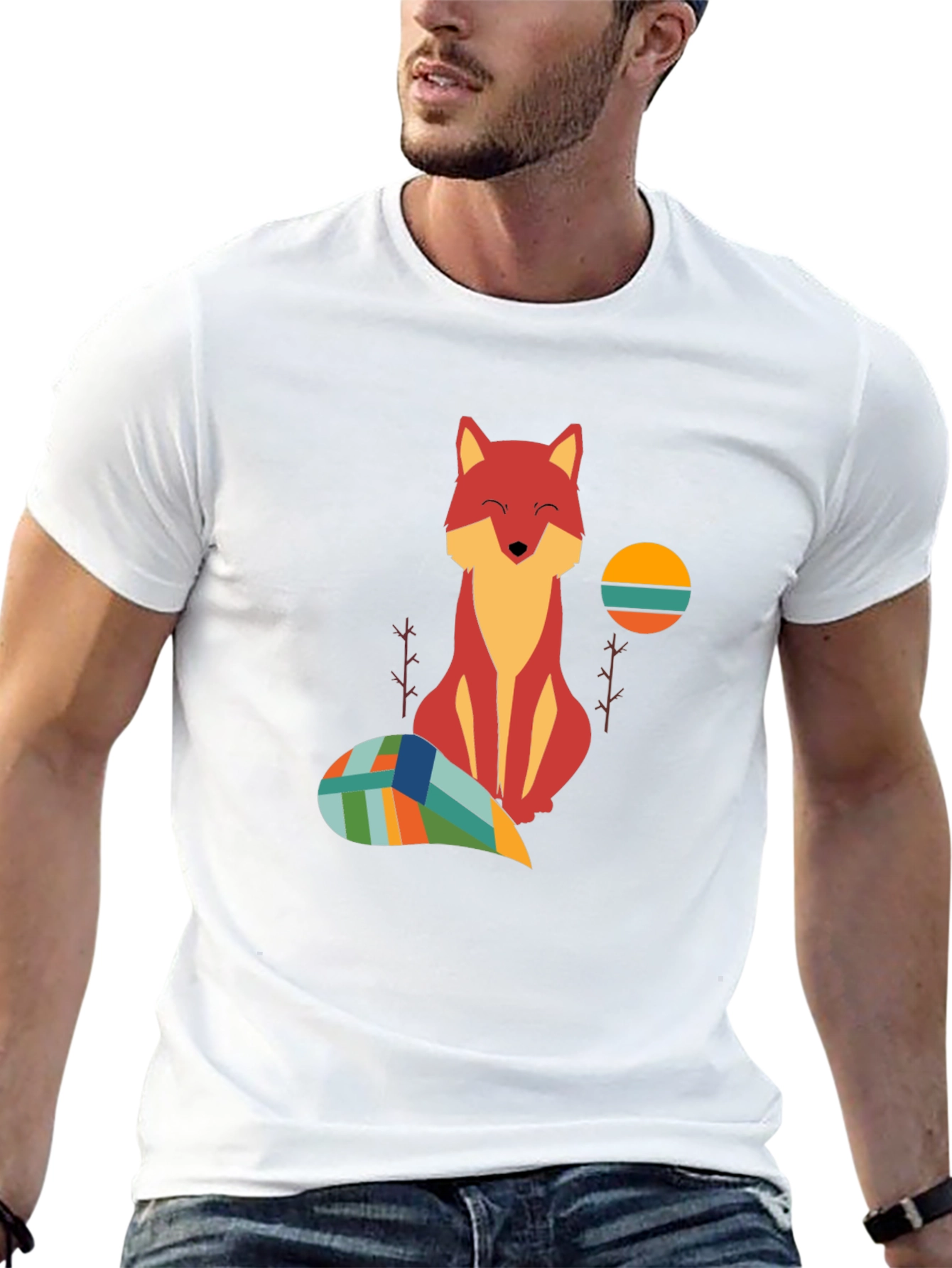 Fox Graphic Tee - Unique Geometric Tail Design