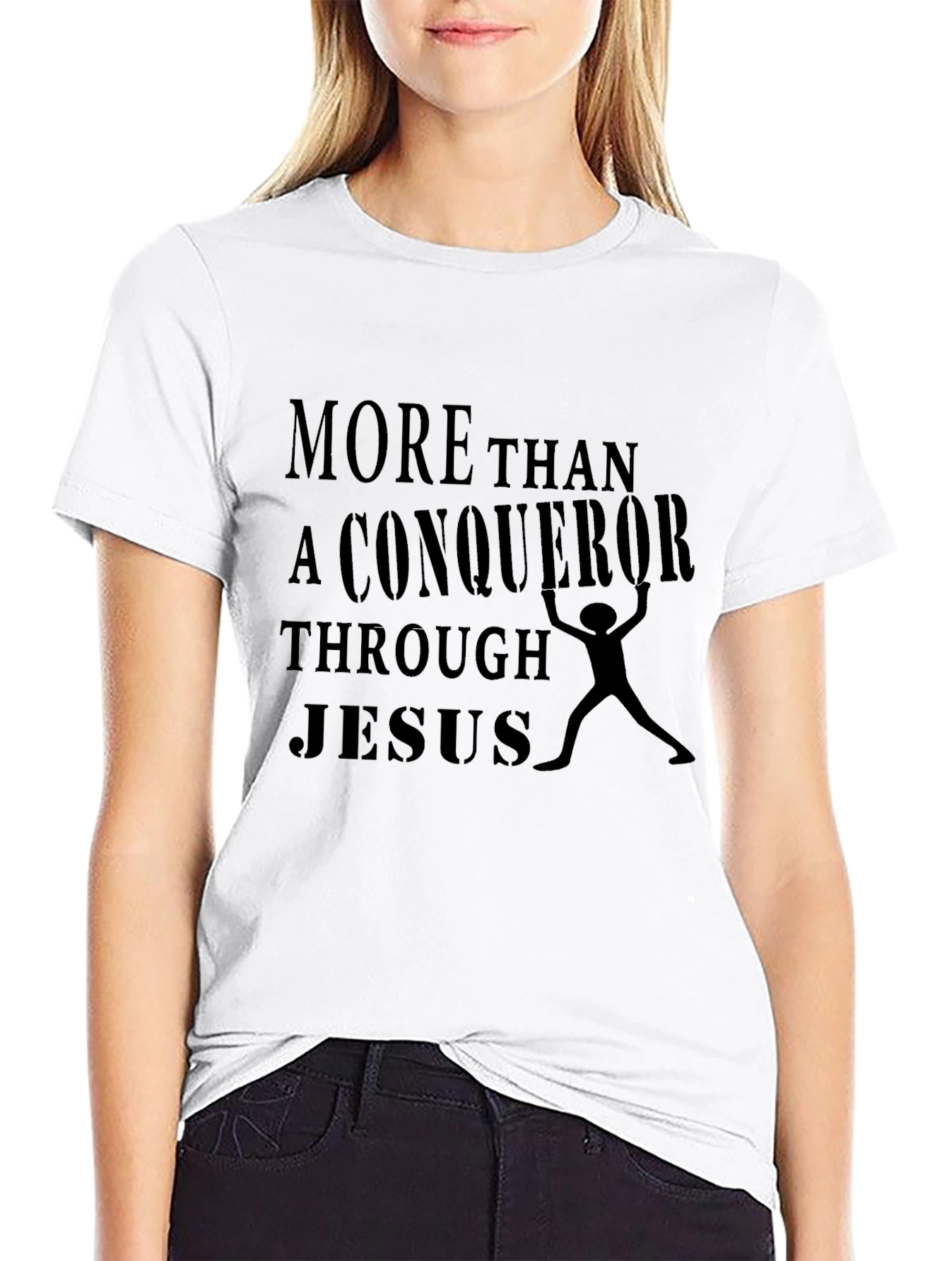 Conqueror Through Jesus Black T-Shirt