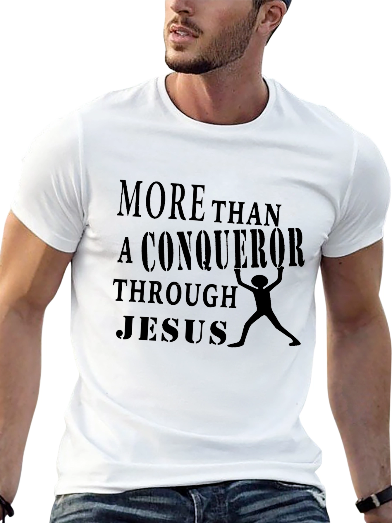 Conqueror Through Jesus Black T-Shirt