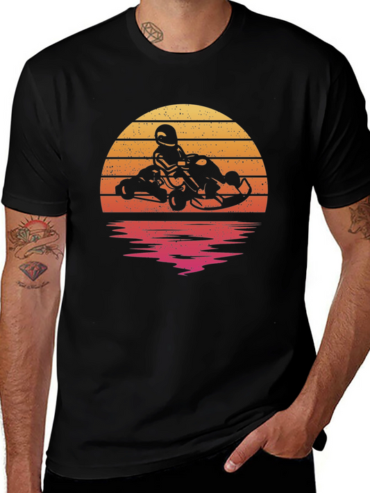 Retro Sunset Kart Racing T-Shirt