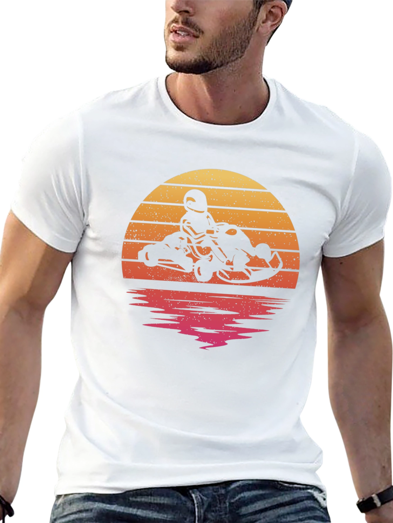 Retro Sunset Kart Racing T-Shirt