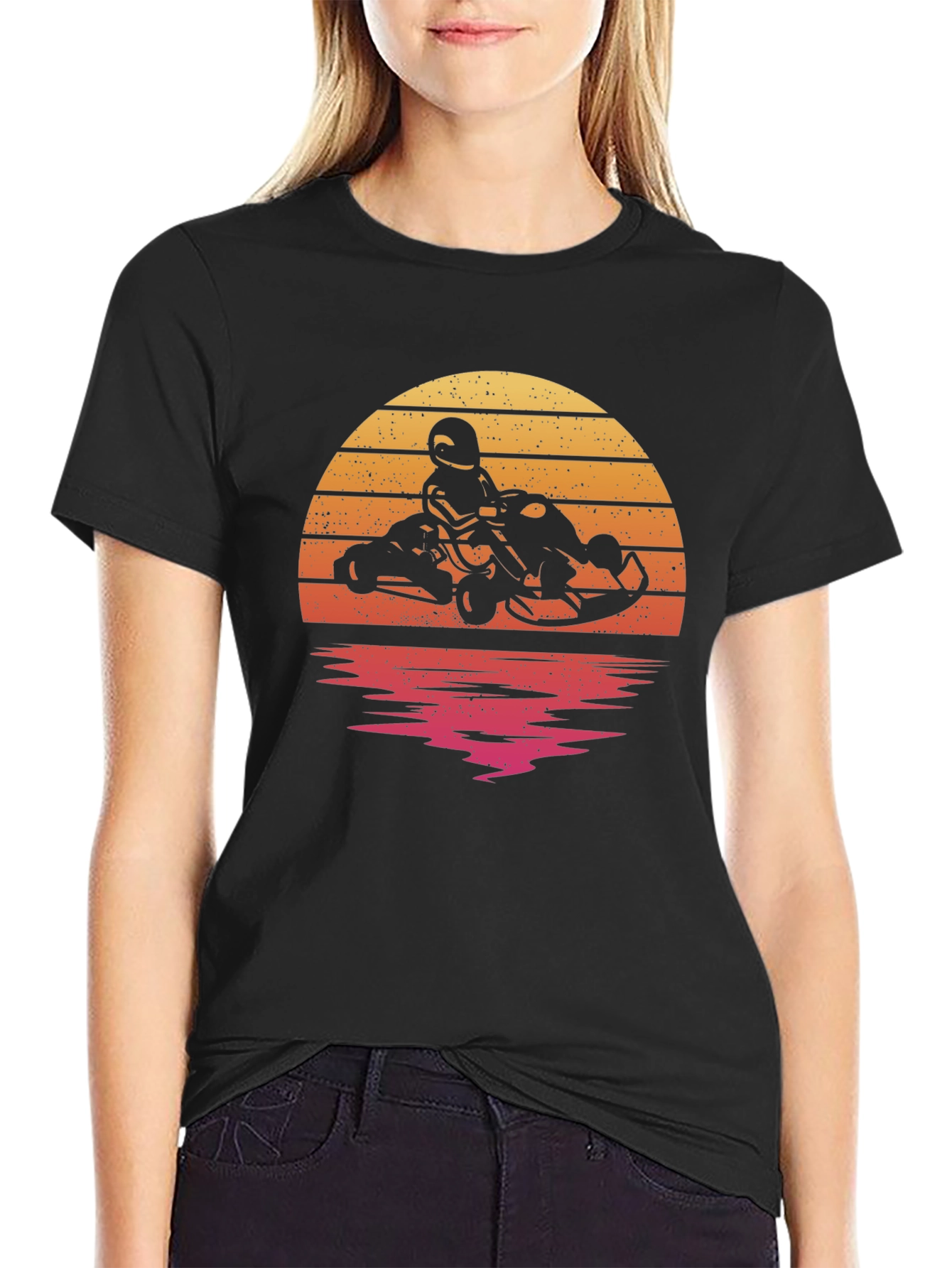 Retro Sunset Kart Racing T-Shirt
