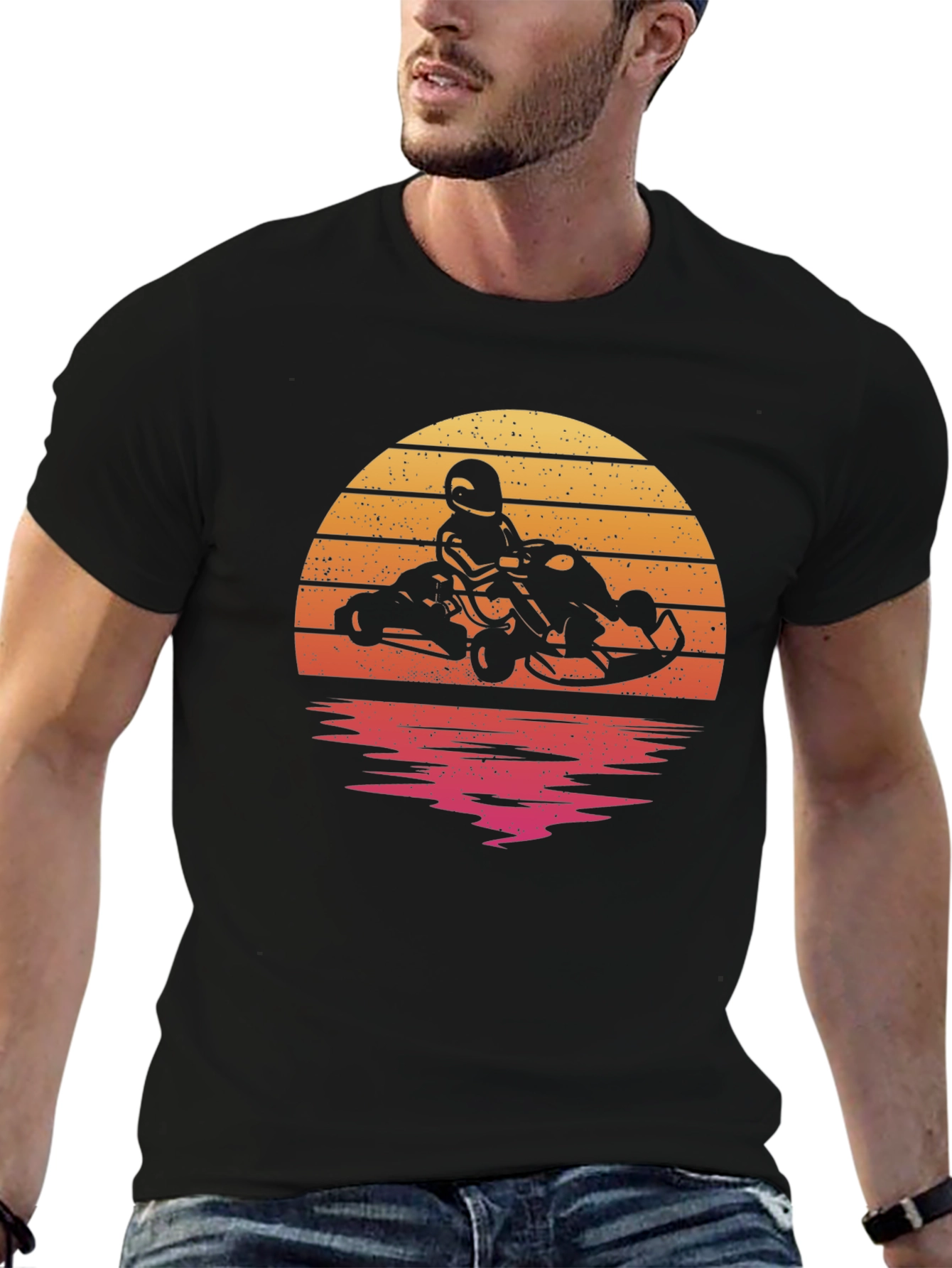 Retro Sunset Kart Racing T-Shirt