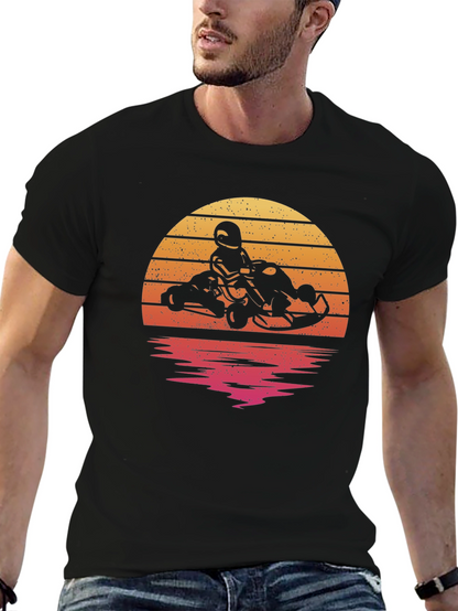 Retro Sunset Kart Racing T-Shirt