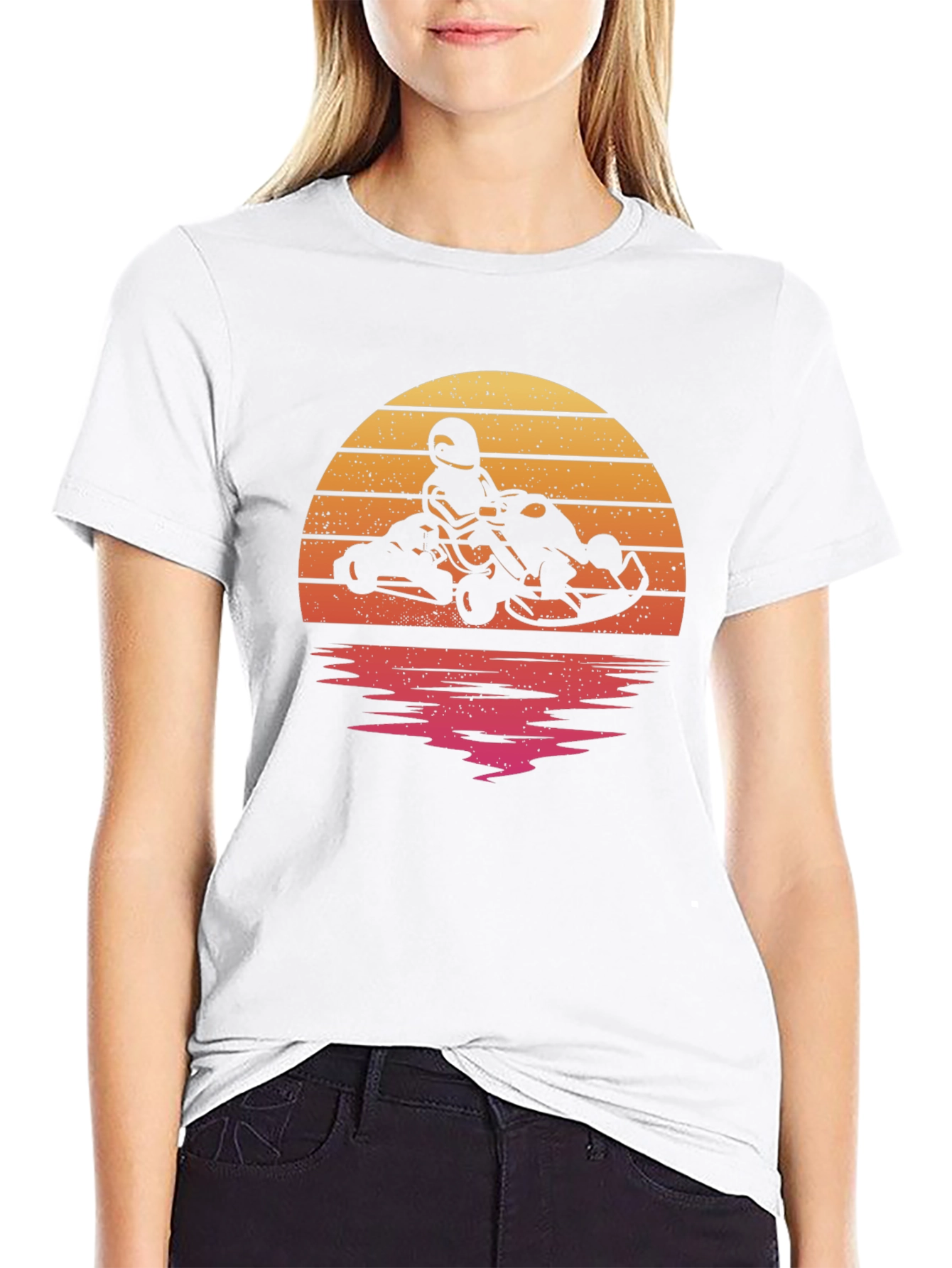 Retro Sunset Kart Racing T-Shirt