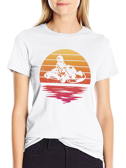 Retro Sunset Kart Racing T-Shirt