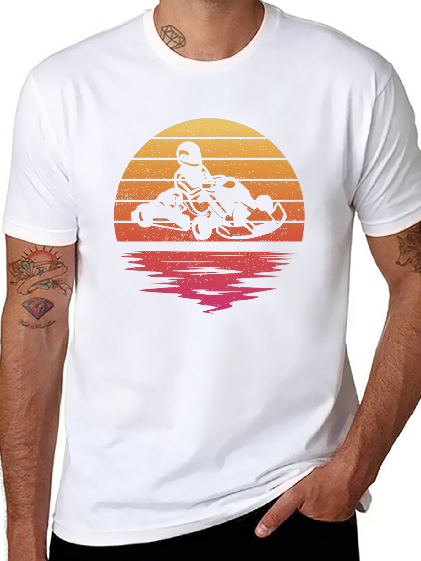Retro Sunset Kart Racing T-Shirt